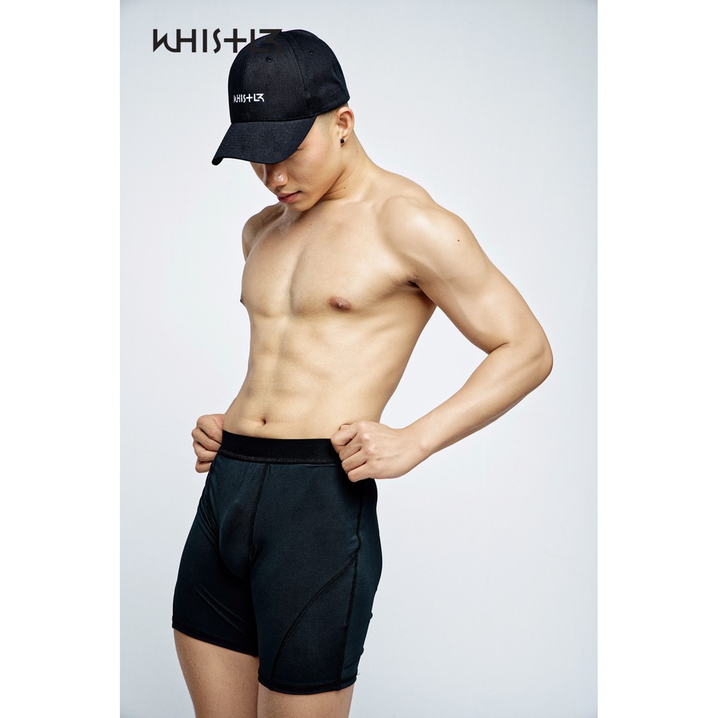 Quần Short Legging Nam Whistl3 W3 Men Short Legging chất liệu Air-Polyester màu đen siêu co giãn, ôm body tinh tế