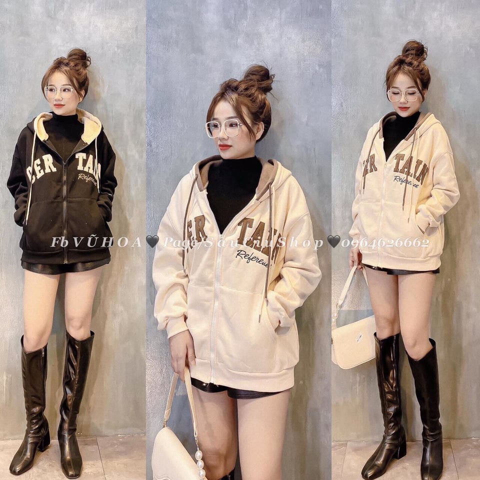 Áo ấm thu đông nữ - Áo khoác zip nữ chất nỉ ngoại 2 lớp dày mềm mịn chữ thêu nổi,hoodie zip nữ local brand giữ ấm tốt