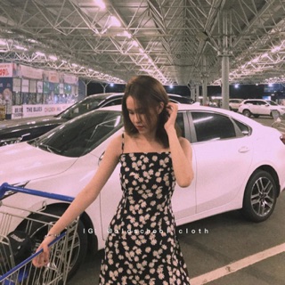 ĐẦM VOAN HOA CÚC ĐEN (ảnh thật/sẵn)