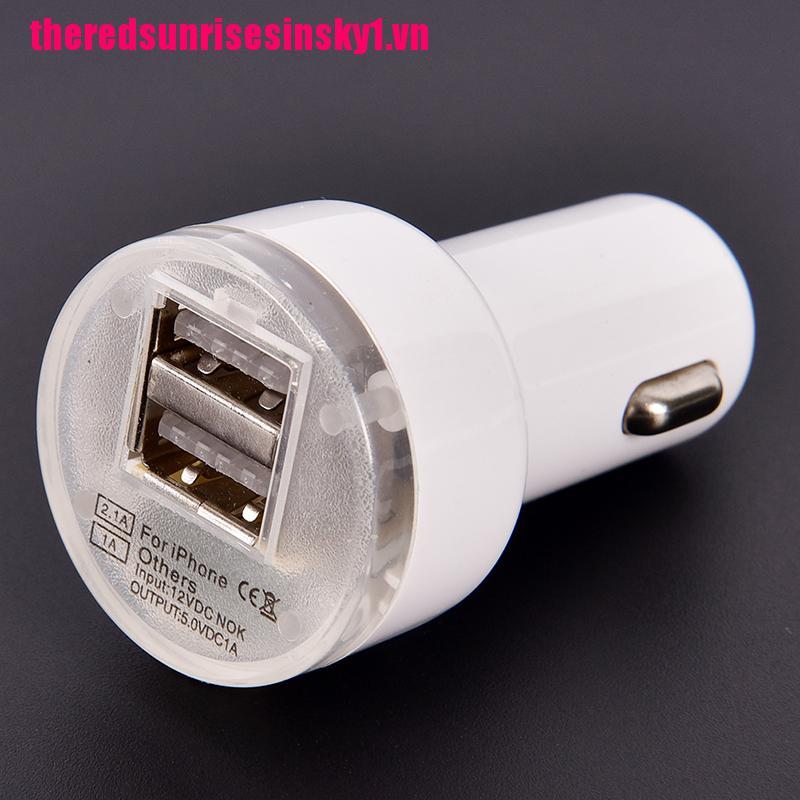 (3C) Củ Sạc Trên Ô Tô 2 Cổng Usb Mini Universal 2.1a Cho Iphone