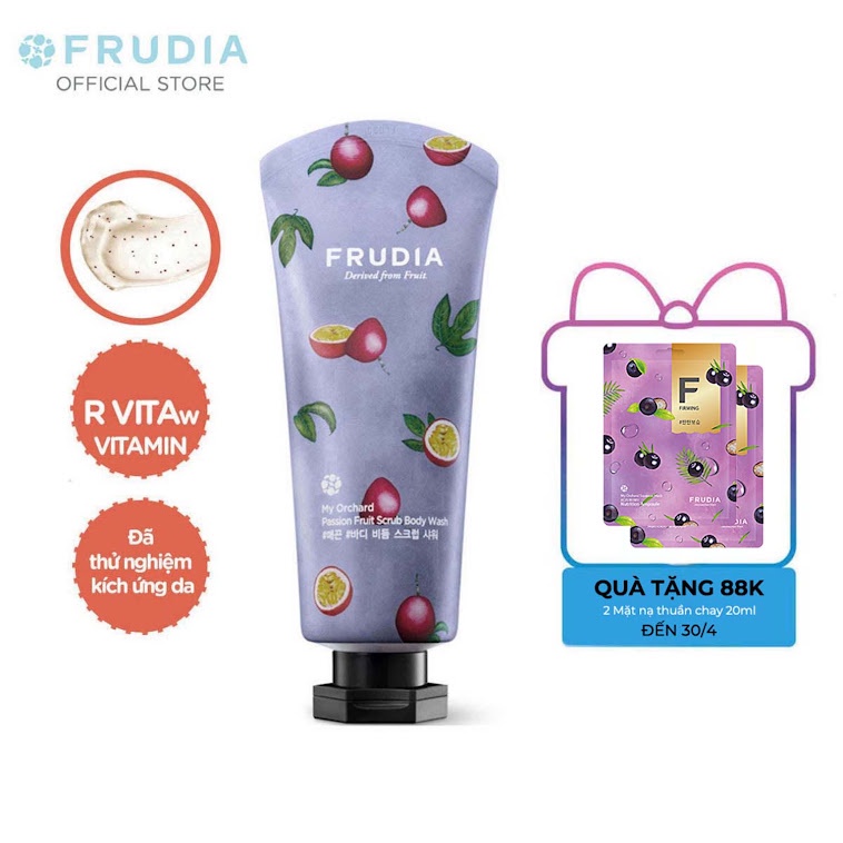 [Tặng 88k]Sữa Tắm Tẩy Tế Bào Chết Hương Chanh Dây Frudia My Orchard Passion Fruit Scrub Body Wash 200ml