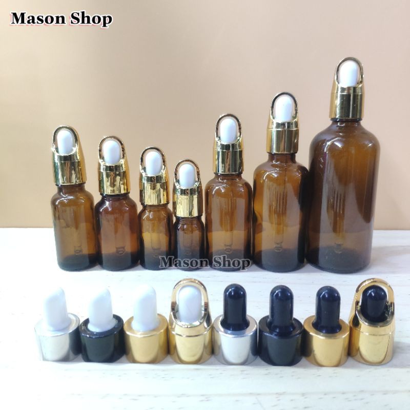 LỌ ĐỰNG TINH DẦU thủy tinh BÓP GIỌT QUAI 5ml 10ml 15ml 20ml 30ml 50ml 100ml VỎ CHAI CHIẾT SERUM MỸ PHẨM TRONG/NÂU