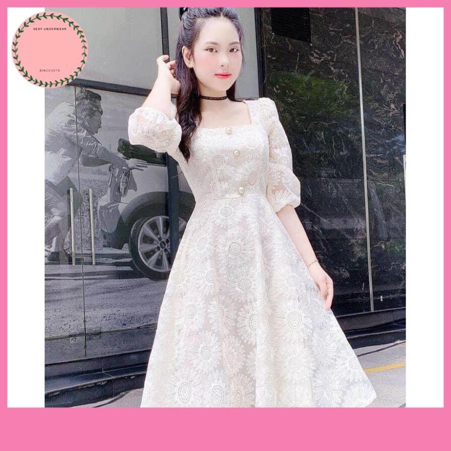 Đầm Nữ, Đầm ren trắng cổ vuông hoa cúc siêu xinh Doris Dress V | BigBuy360 - bigbuy360.vn