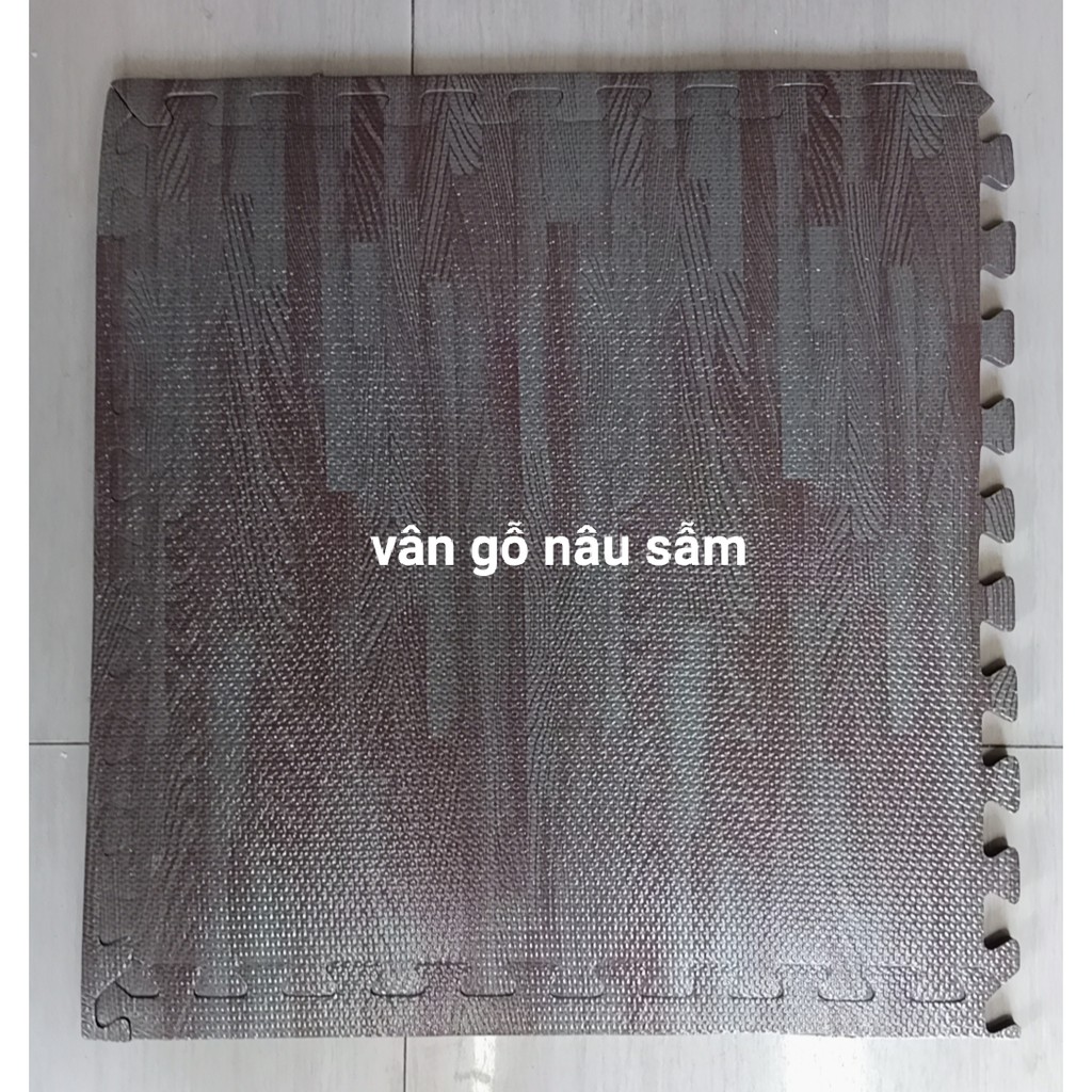 Thảm xốp ghép vân  gỗ KT60X60X1CM có nhiều màu ghép phối đep có kèm viền khóa chung quanh giá 23000
