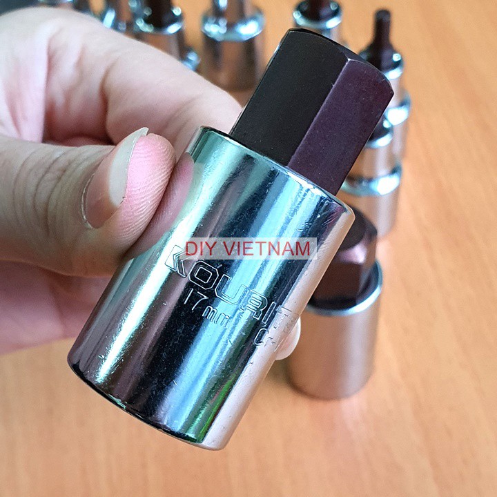 Bộ tuýp khẩu lục giác 1/2 9 chi tiết từ 4mm - 19mm hãng Kouritsu Nhật Bản, Bảo hành 12 tháng