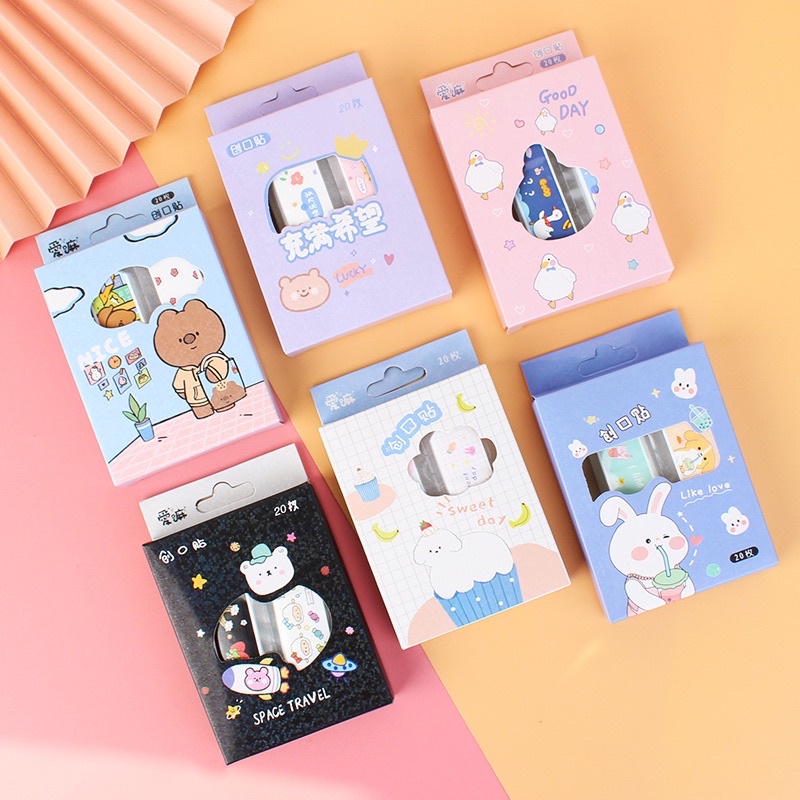 Hộp 20 cái băng dán cá nhân urgo hoạ tiết cute dễ thương-PK010