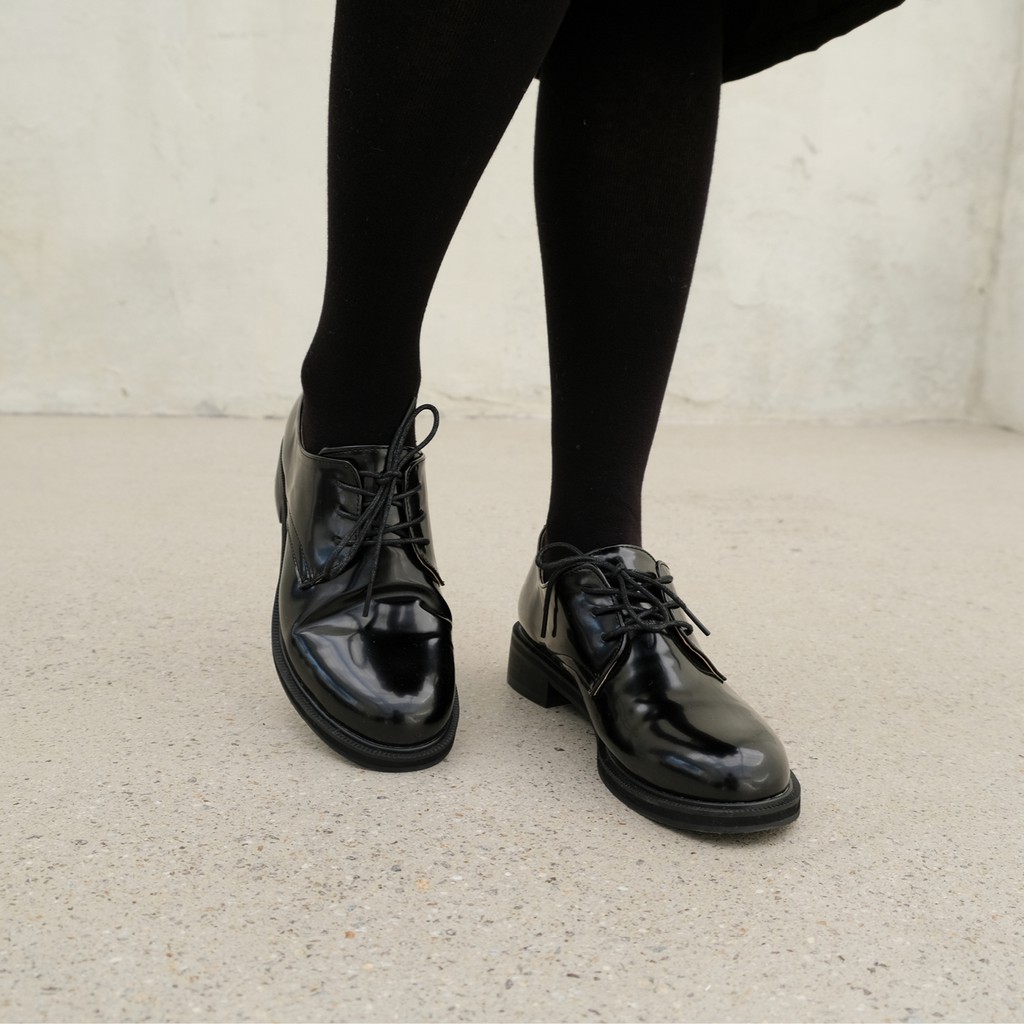 Polish derby shoes - giày derby nữ da bóng
