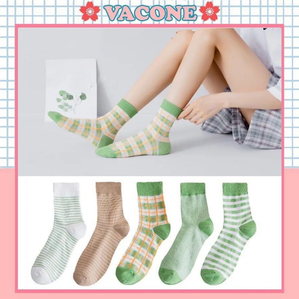 Tất cổ cao Vacone vớ nữ họa tiết kẻ caro style Hàn Quốc trẻ trung TN23