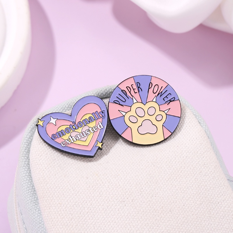 3 Styles of Color Cartoon Lapel Brooch Text Cat Claw Turtle Love Enamel Pin Design Sense Backpack Badge Clothing Accessories Jewelry Collection Gift for Friends