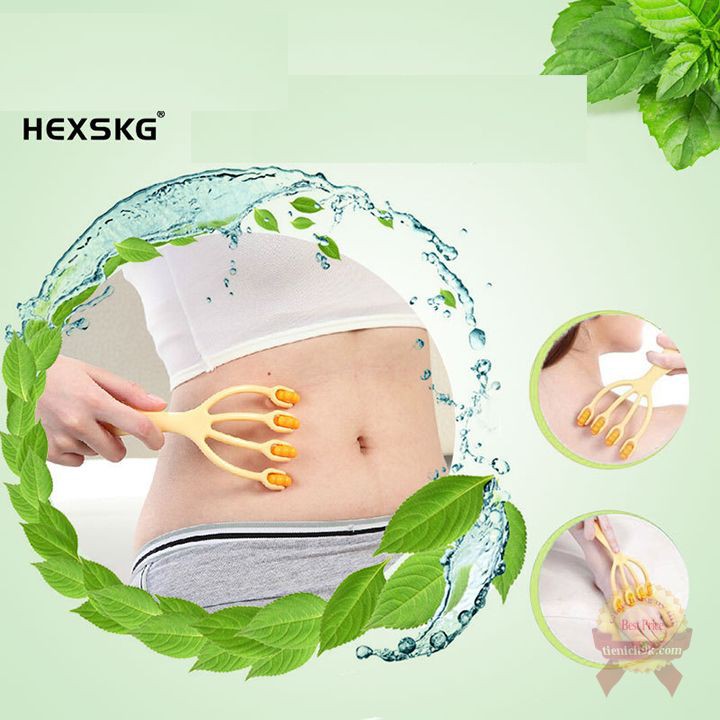 Dụng cụ matxa toàn thân đa năng 5 bánh lăn cây massage bàn chân cổ lưng bụng mặt đầu vai gáy Nhật Bản