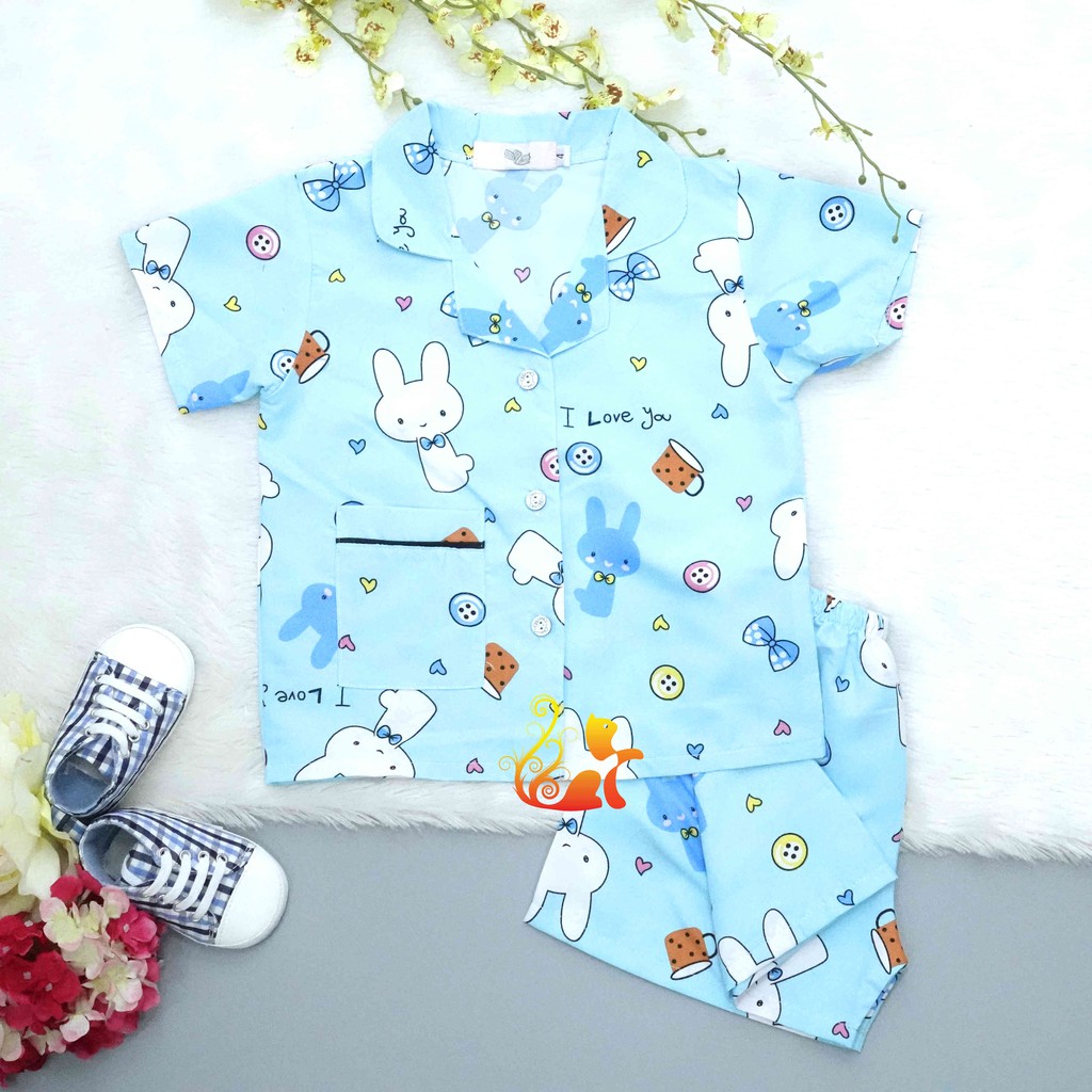 Đồ Bộ Mặc Nhà &quot;Thỏ trắng - Iloveyou&quot; Pijama Kate Thái - Cho Bé 8 - 38kg.