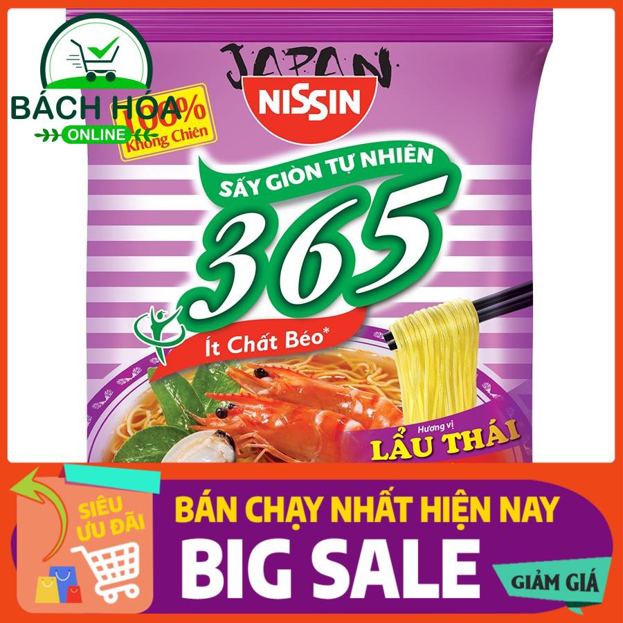 Mì không chiên Nissin 365 [đủ 4 vị] Xí Quách Thịt Bằm, Tôm Chua Cay, Lẩu Thái Hải Sản, Rong biển nhật | BigBuy360 - bigbuy360.vn