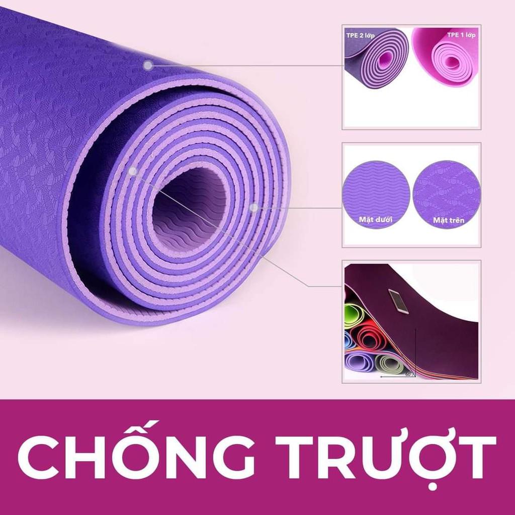Thảm Tập Yoga TPE Chống Trượt 2 Lớp 6mm 8mm Cao Cấp Hỗ Trợ Tập Tại Nhà YO13