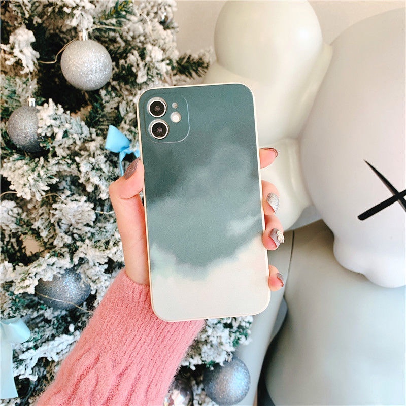 Ốp lưng điện thoại màu nước siêu mỏng dễ thương cho iPhone 11 Pro Max SE X XS max XR X 8 7 Plus Vỏ bảo vệ máy ảnh