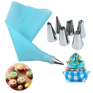 Set 6 đui bắt kem + túi bắt kem silicon+ chốt giữ