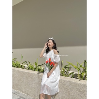 Đầm fannie - đầm cổ yếm, tay bo trễ nữ