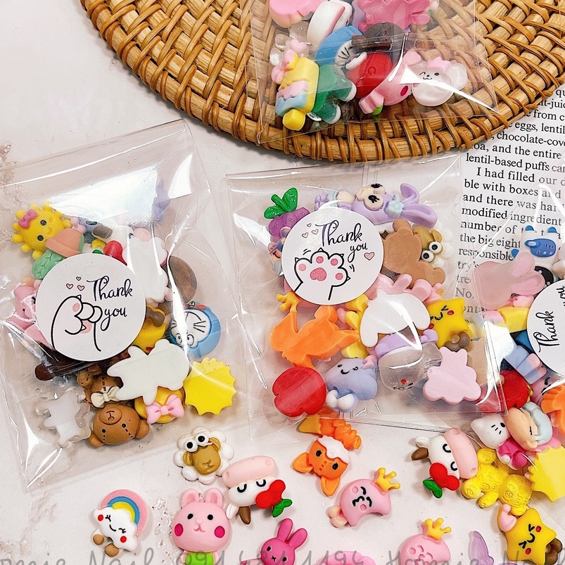 Set charm gấu thú mix ngẫu nhiên trang trí móng tay