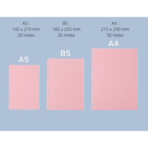 Bộ 2 tấm bìa PP trong mờ khổ A4/B5/A5 cho sổ viết cầm tay 20/26/30 lỗ