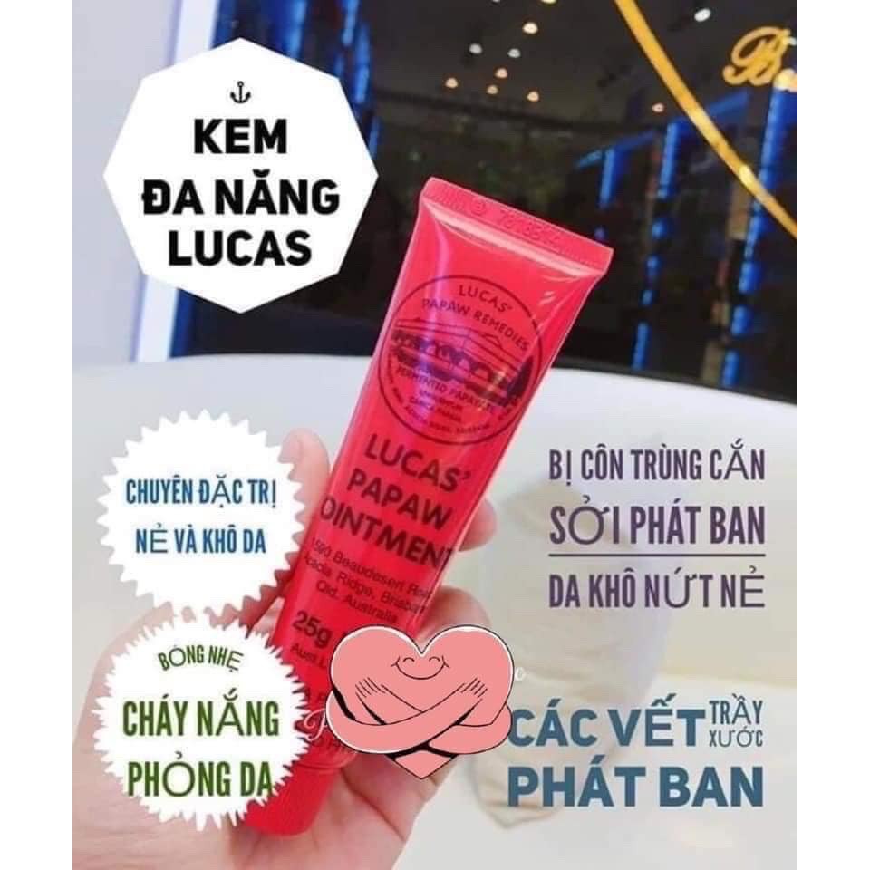 Kem đa năng đu đủ (25g) chống khô nẻ môi, bỏng da, mẩn ngứa, mụn nhọn cho mọi lứa tuổi Lucas Papaw Ointment, Úc