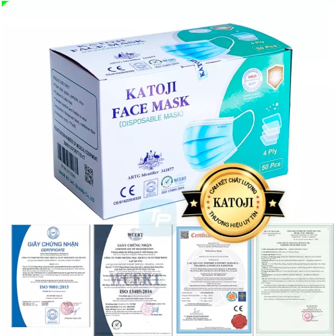 Khẩu Trang Y Tế KATOJI 4 Lớp Kháng Khuẩn Cao Cấp Hộp 50 cái