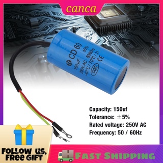 Tụ điện chạy CD60 có dây dẫn 250V AC 150uF 50 / 60Hz cho máy nén khí động cơ