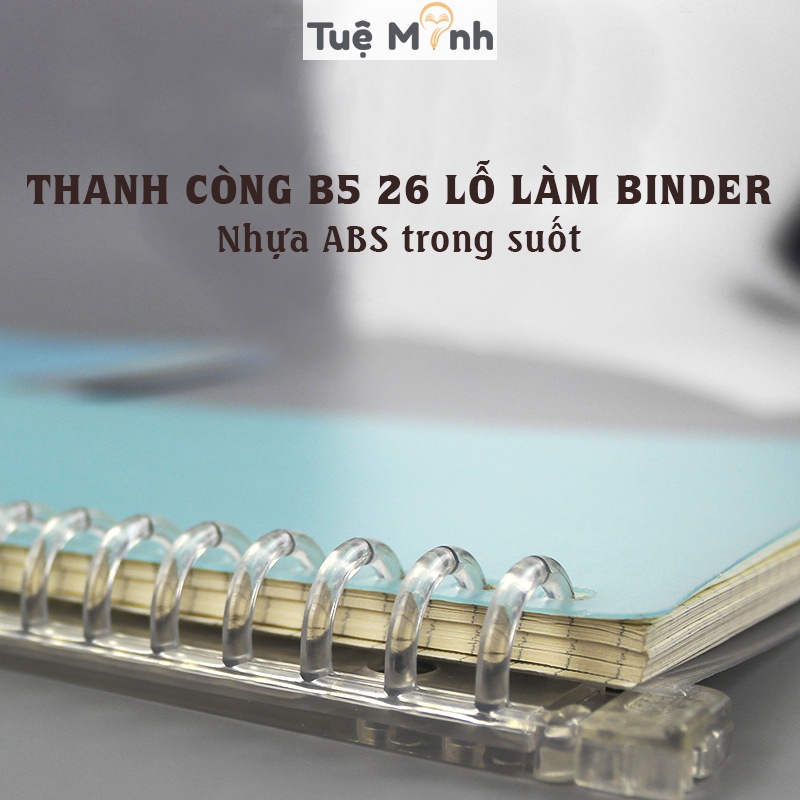 Thanh còng nhựa đóng gáy cứng B5 26 lỗ/ 8 lỗ gáy sổ còng binder refill giấy