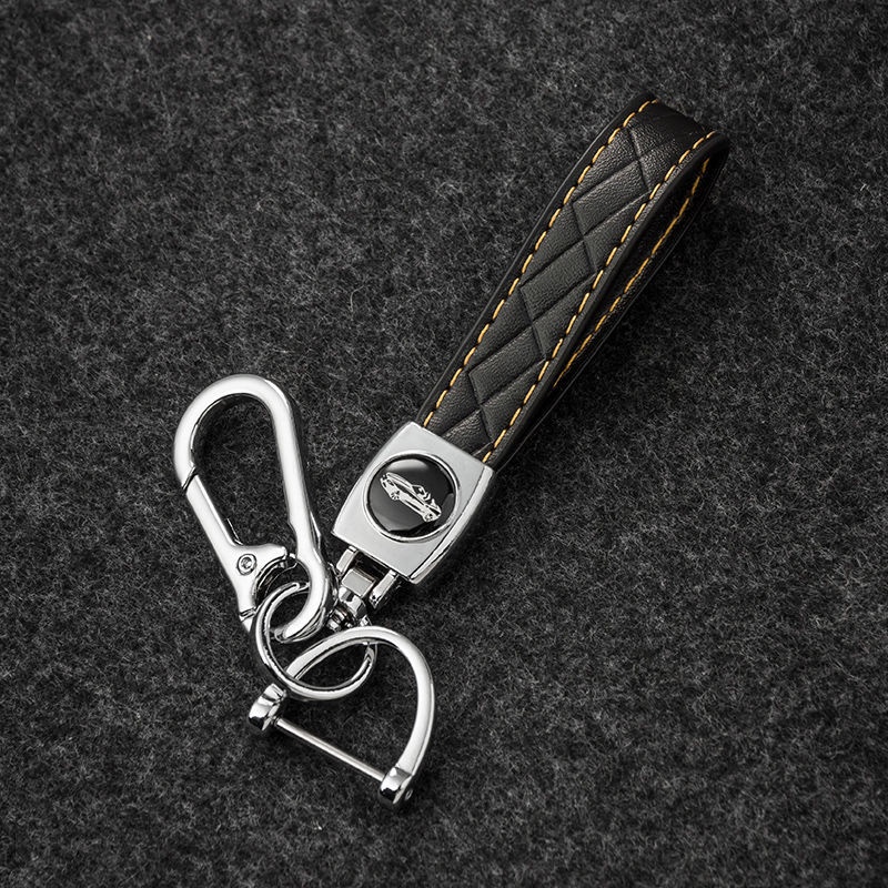Móc Khóa Kim Loại Phối Da Cho Chìa Khóa Xe Hơi Tiện Dụng