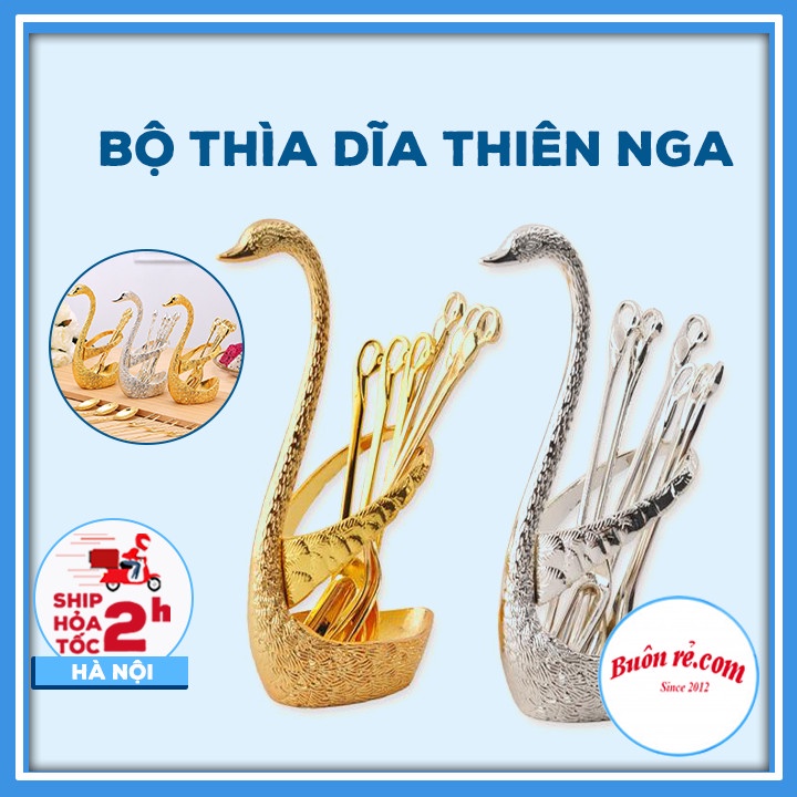 Bộ 6 dĩa thìa giá hình thiên nga cao cấp sang trọng 01508