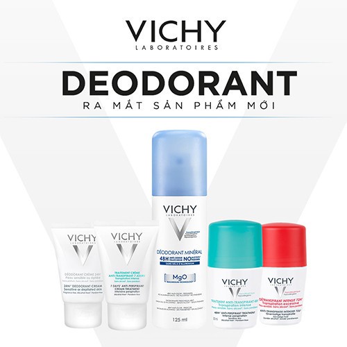 Xịt khử mùi & khô thoáng vùng da dưới cánh tay giàu khoáng Vichy Deodorant Mineral 125ml