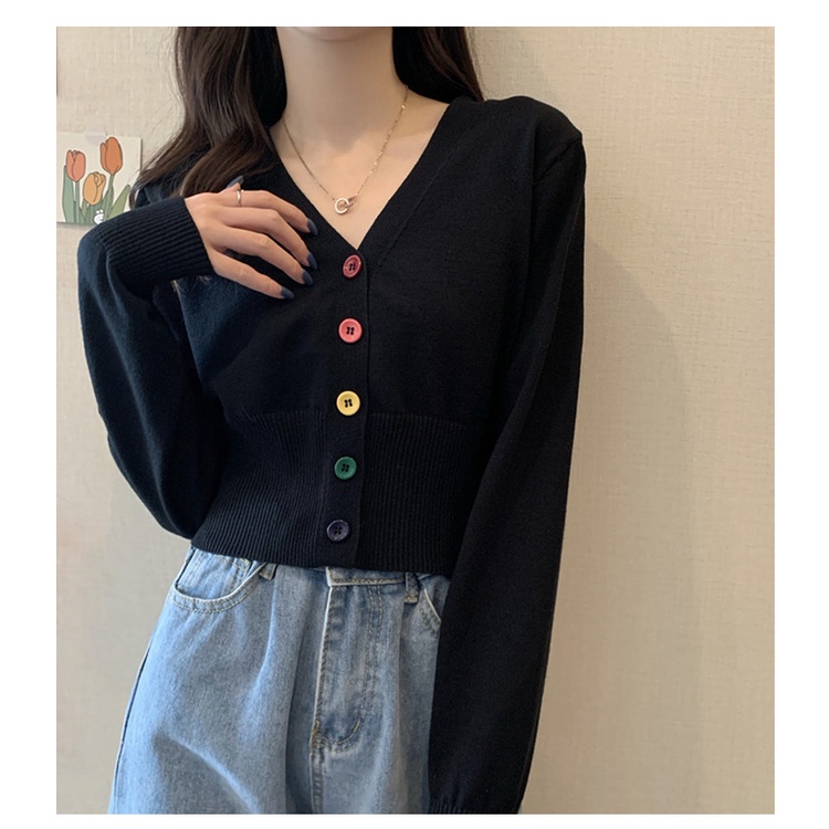 SUXI Áo cardigan dệt kim tay dài cổ chữ V thiết kế mới thời trang mùa thu theo phong cách hàn quốc cho nữ