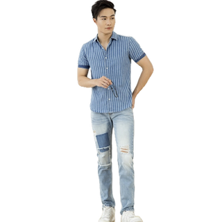 X1103J722 - Quần Dài GENVIET Jeans Nam Phối Xước
