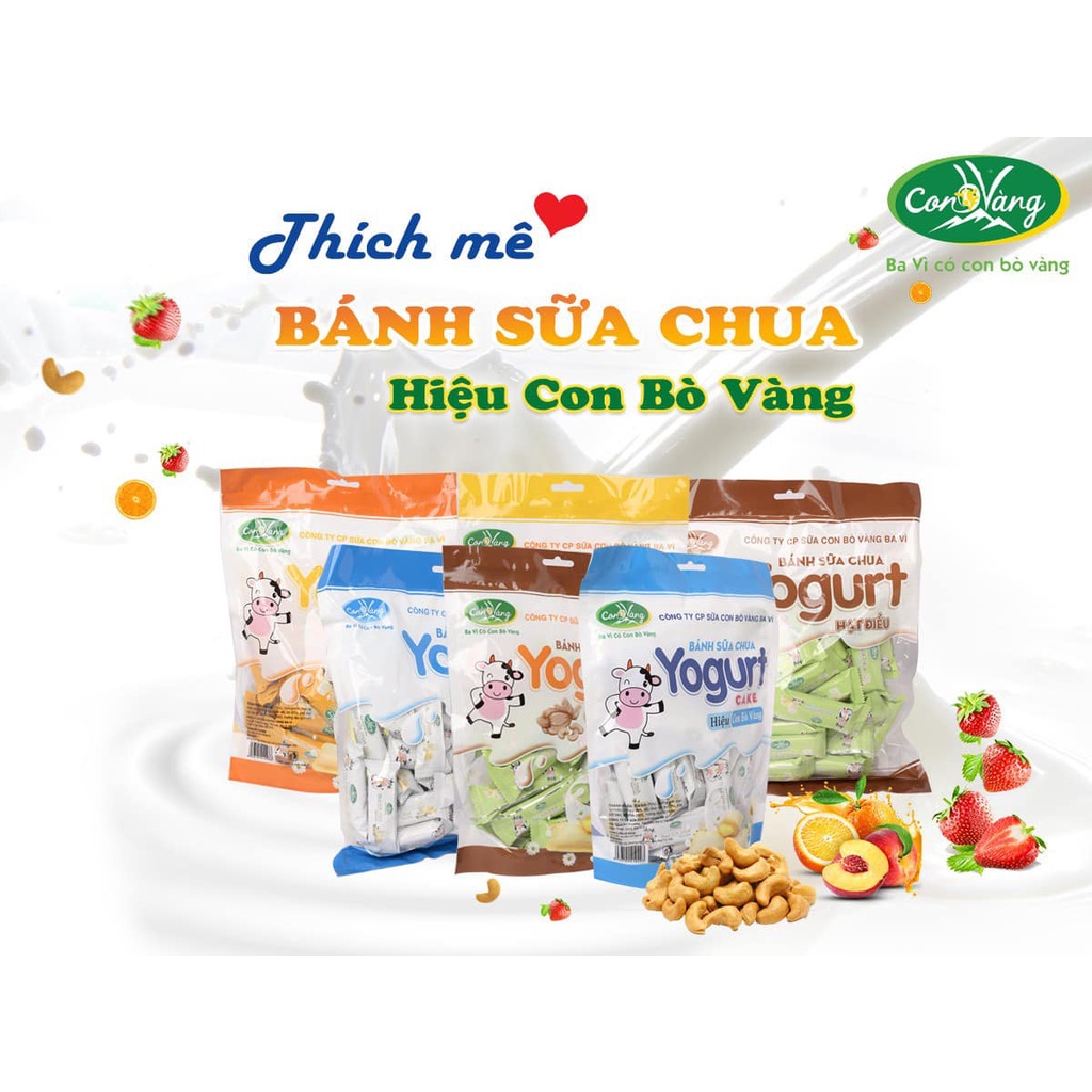 Bánh Sữa Chua Ba Vì Con Bò Vàng  Các Vị Sầu Riêng, Phô Mai, Sữa Dừa, Hạt Điều Túi 250g