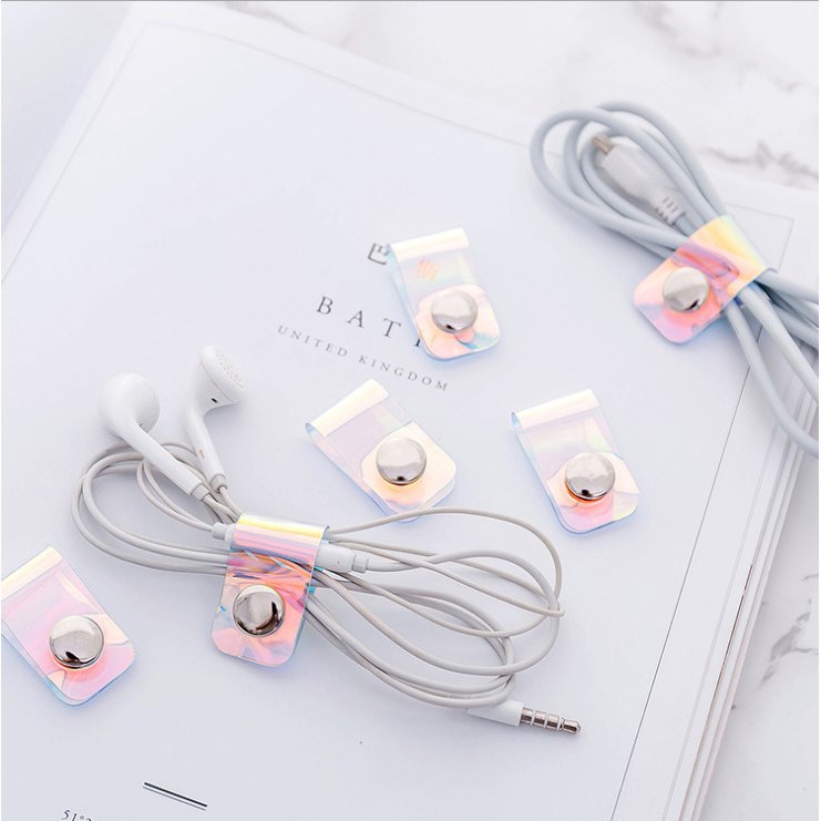 Mới Set 5 Dây Quấn Cáp / Tai Nghe Màu Laser Tiện Dụng