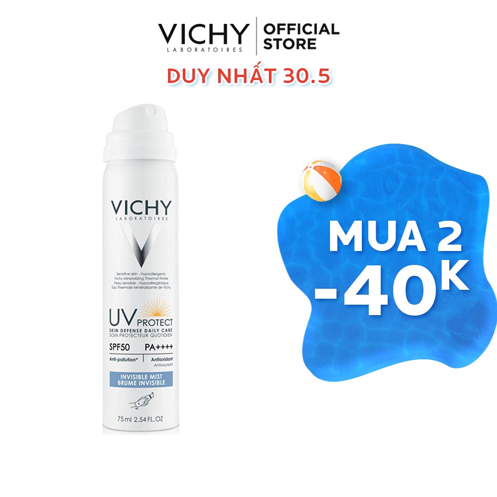 Xịt chống nắng hàng ngày chống ô nhiễm Vichy UV Protect SPF50 PA++++ 75ml