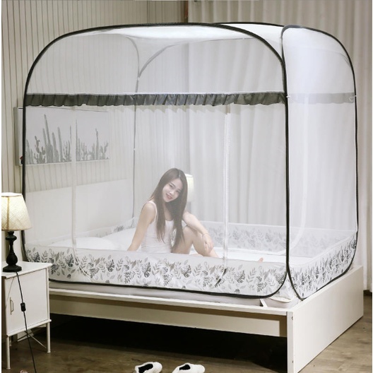 Màn Chụp Tự Bung Đỉnh Vuông Cao Cấp Mộc Chi. Màn Khung Xếp Chống Muỗi