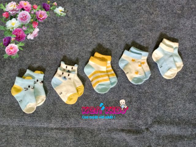 Set 5 tất lưới cổ ngắn cho bé (0-20m)