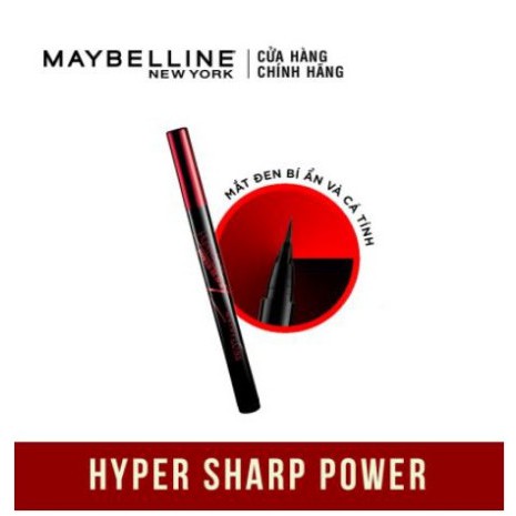 Bút Kẻ Mắt Nước Đen Tuyền Không Lem Không Trôi Maybelline New York HyperSharp Power Liner Waterproof 0.5g