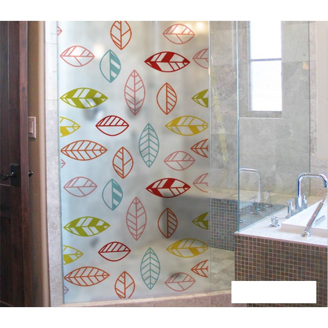 Decal Dán Kính Cao Cấp - Lá Viền Màu ( 60x116 )