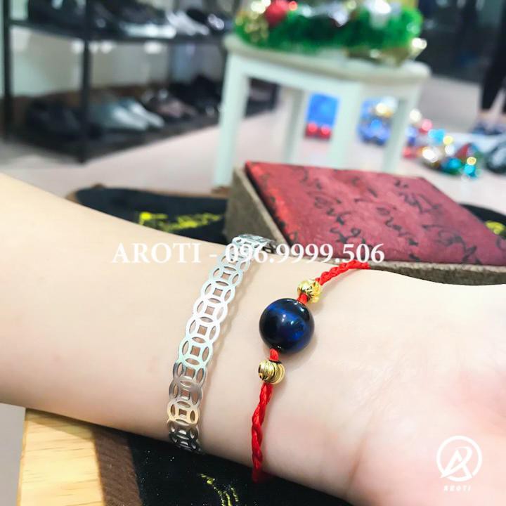 Vòng phong thủy - Vòng phong thủy chỉ đỏ hạt xanh lam 12 li V162 -SP 1