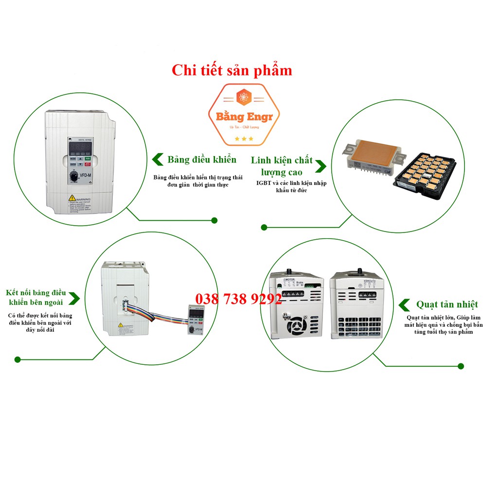 Biến tần Delta VFD-M 1.5kw vào 1 pha 220v ra 3 pha 220v (Inverter)