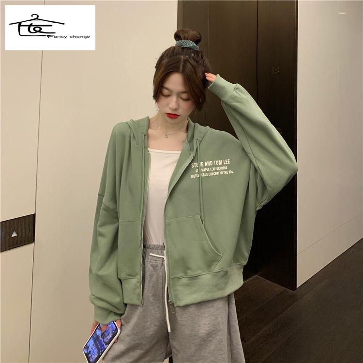 Bán Chạy ~ Áo Khoác Cardigan Có Mũ Trùm Dáng Rộng Thoải Mái Dễ Phối Đồ Phong Cách Hàn Quốc