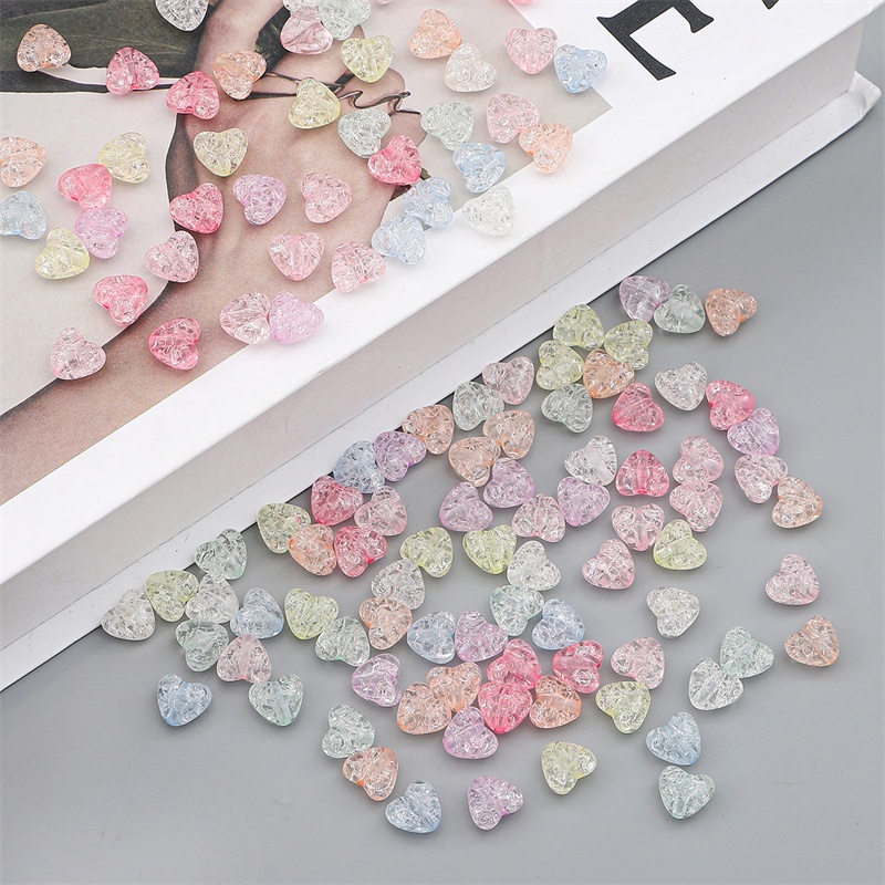 Bộ 70 Hạt Xỏ Lỗ Hình Trái Tim Bằng Acrylic Dùng Làm Trang Sức DIY