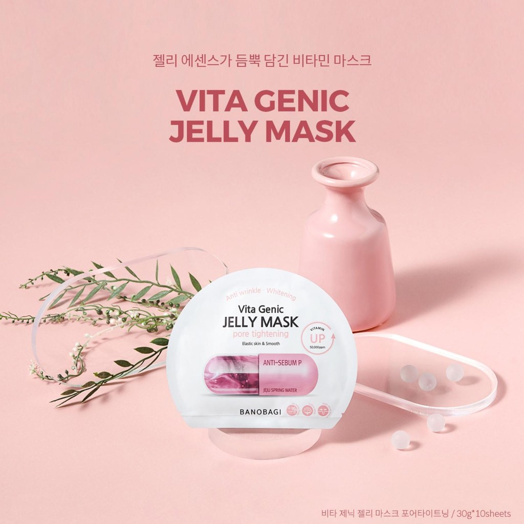 Mặt Nạ Giấy Banobagi Hộp 10 Miếng Dưỡng Ẩm Trắng Da - Jelly Mask Giấy Vita Genic Viên Thuốc Bổ Sung Vitamin 30ml