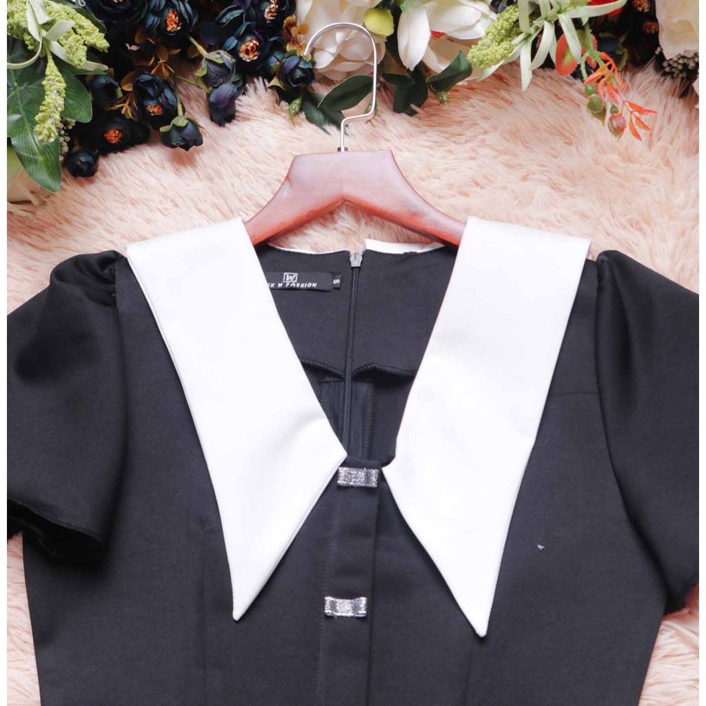 Đầm đen dự tiệc chất phi mờ cao cấp hack dáng trắng da cho nàng nấm "ẢNH THẬT" thiết kế cao cấp dáng xòe tay ngắn | BigBuy360 - bigbuy360.vn