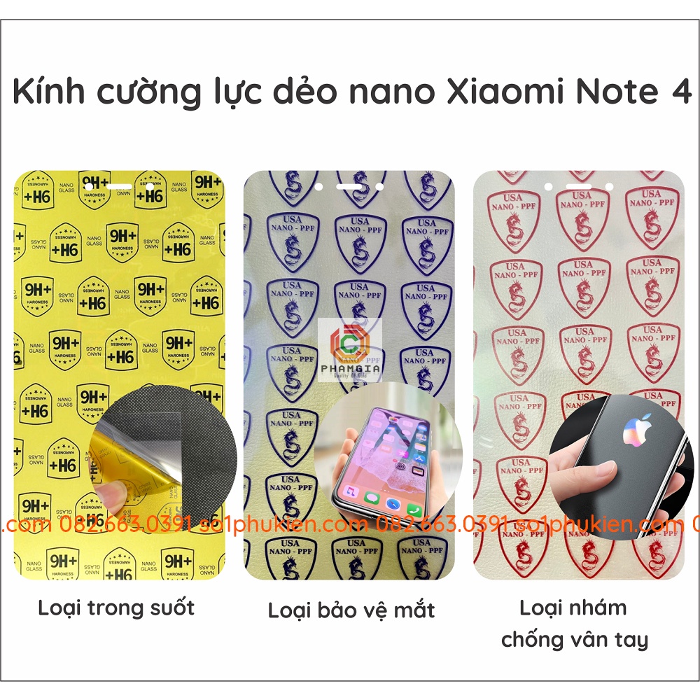 Dán cường lực Xaomi Redmi Note 3 / Note 4 / Note 5 / Note 5A / Note 5 pro nano siêu dẻo siêu bền