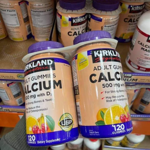 🍊 Kẹo dẻo Calcium for Aldult 500mg with Vitamin D3 của Kirkland Mỹ.