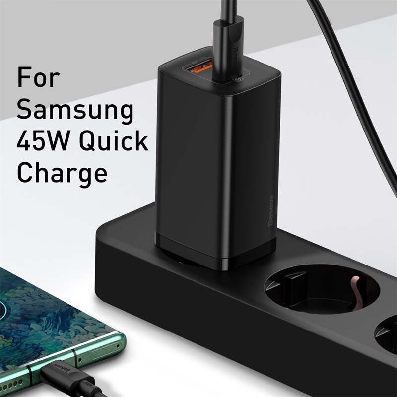 Củ sạc nhanh Baseus gan 67w cục gan 2 cổng Type c USB hỗ trợ 65w cho laptop mac tablet điện thoại ...