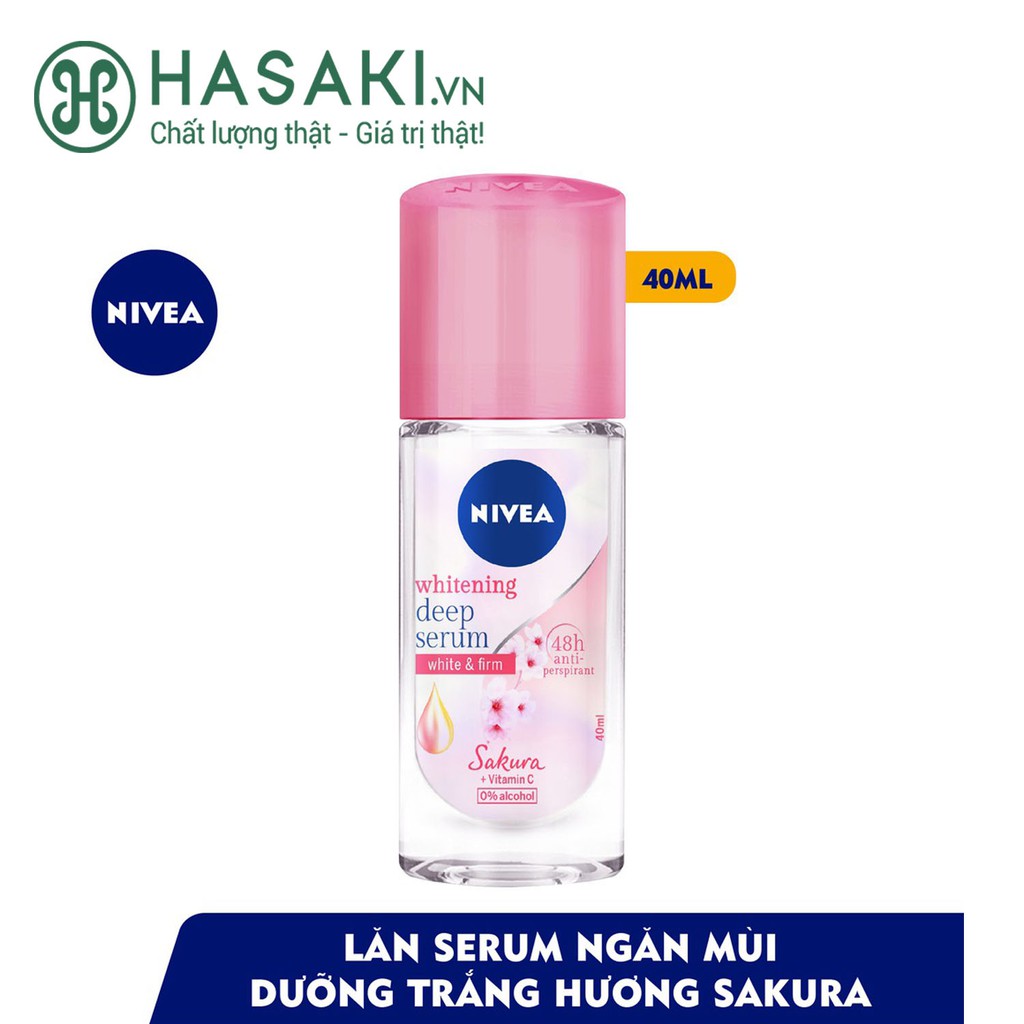 Lăn Ngăn Mùi Nivea Serum Sáng Mịn Hương Hoa Sakura Whitening Deep Serum Sakura 40ml