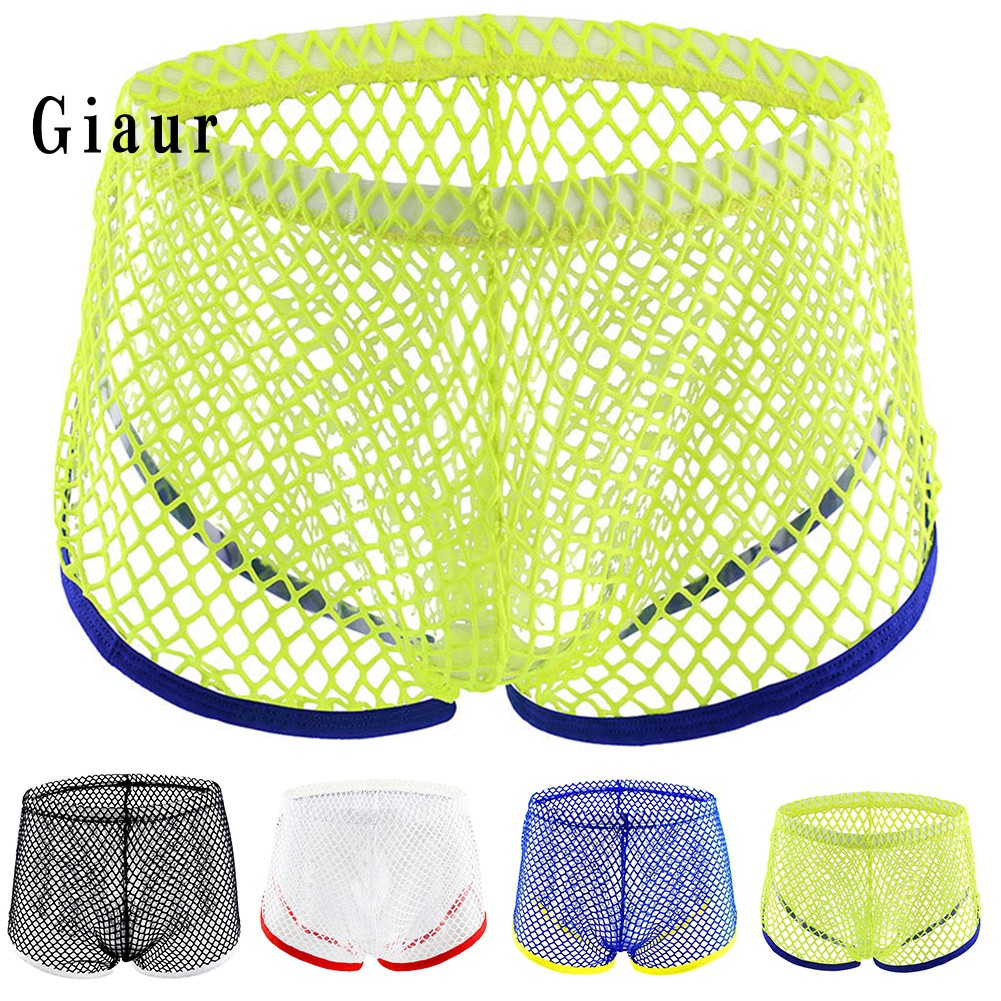 Quần Lót Boxer Lưng Thấp Phối Lưới Thoáng Khí Quyến Rũ Thời Trang Cho Nam