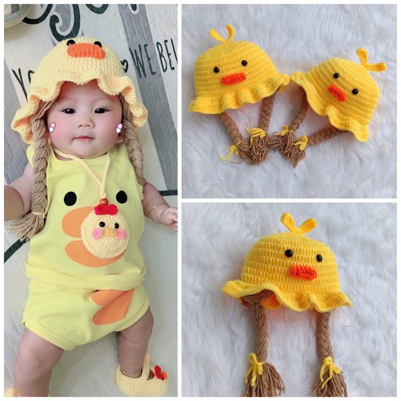 Mũ vịt vàng dễ thương cho bé gái